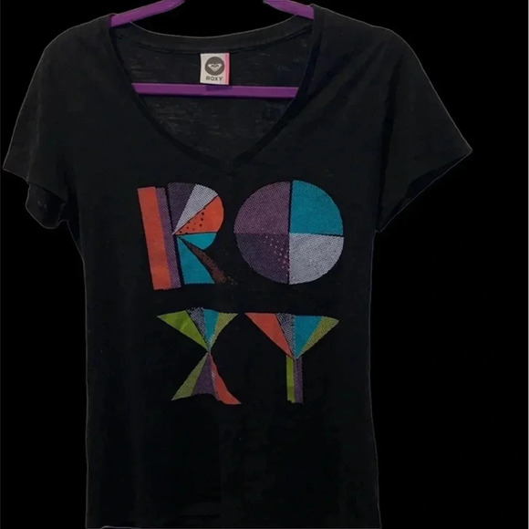 Roxy black short sleeve  women’s T-shirt sz Medium - Picture 1 of 12